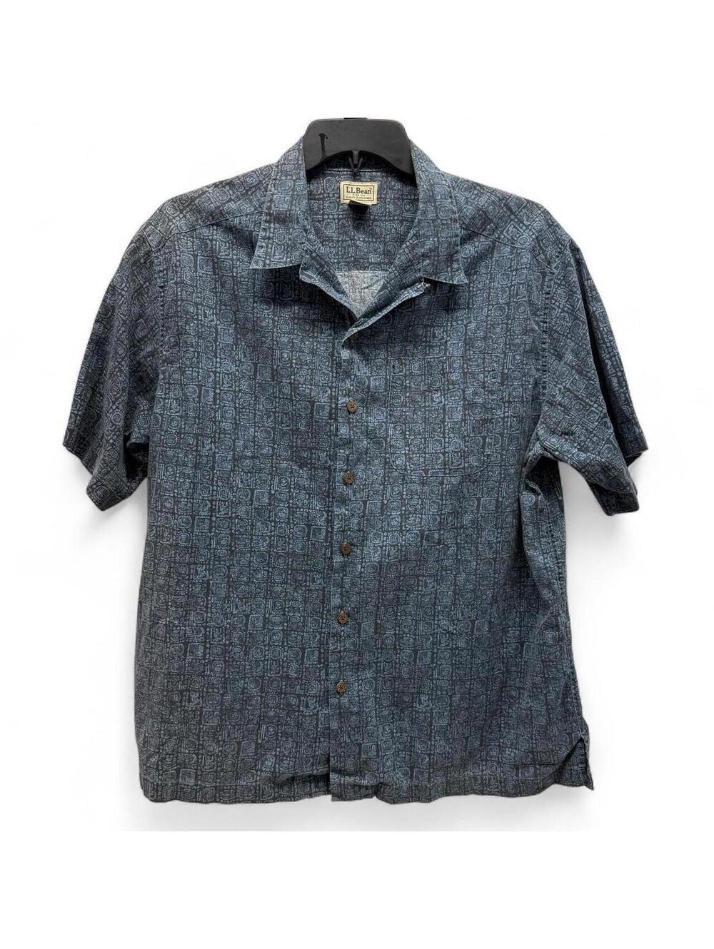L.L.Bean Men's Blue and Grey Shirt